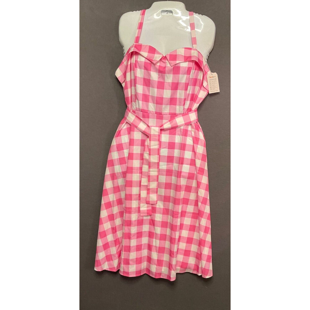 Gingham Midi Pink Checkered Sundress XL NWT Sleevless Smocked Back Cottagecore